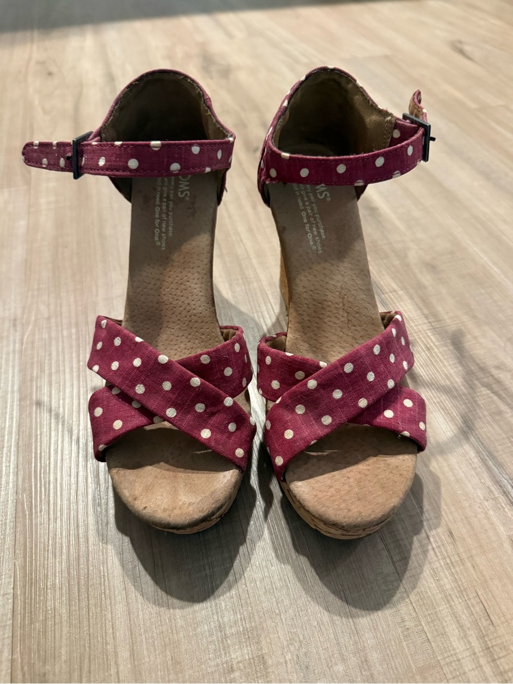 Toms Polka Dot Ankle-Strap Wedge Sandals
